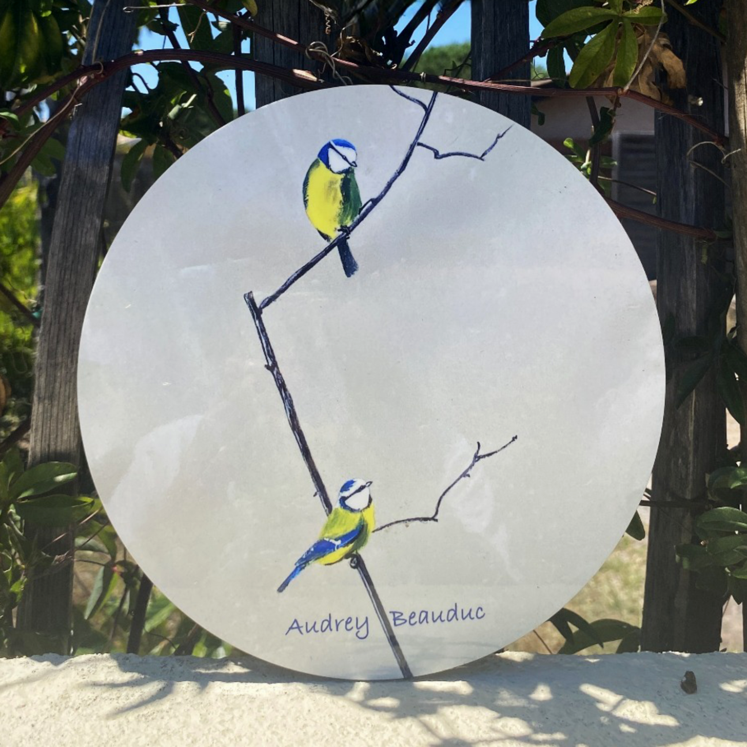 Dessous de plat - Illustration "Mésanges" 20 cm | Audrey Beauduc