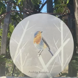 Dessous de plat - Illustration "Rouge-gorge" 20 cm | Audrey Beauduc