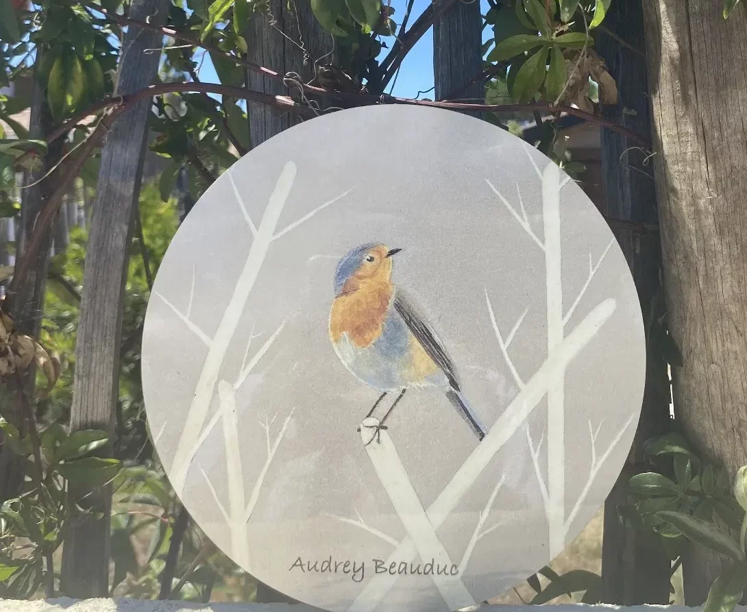 Dessous de plat - Illustration "Rouge-gorge" 20 cm | Audrey Beauduc