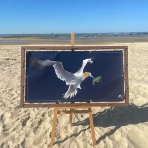 Fou de Bassan - Peinture sur toile nautique | Audrey Beauduc
