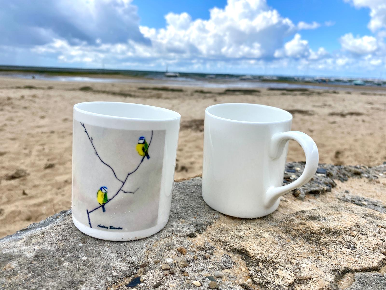 Mug « Mésanges sur une branche» – Porcelaine | Audrey Beauduc