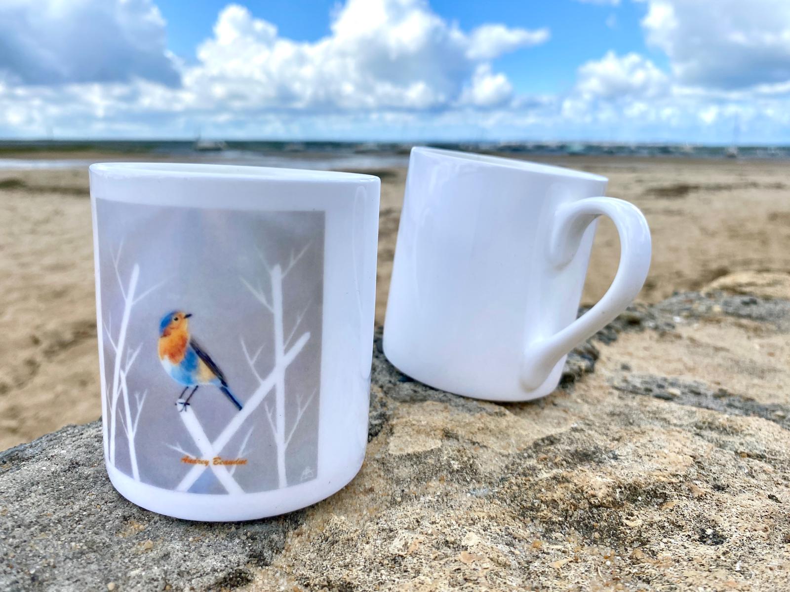 Mug « Rouge‑gorge » – Porcelaine | Audrey Beauduc