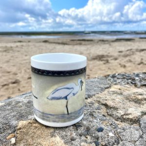 Mug « La Grande aigrette et le poisson» – Porcelaine | Audrey Beauduc