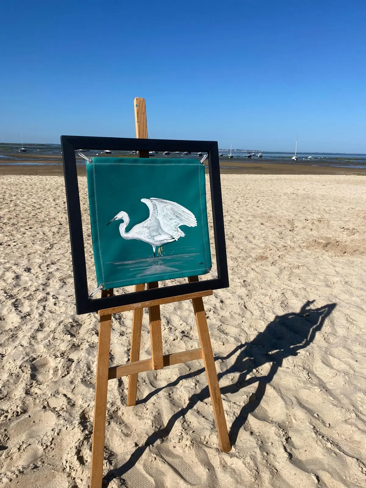 Grande aigrette - Peinture sur toile nautique | Audrey Beauduc – Image 2