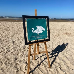 Grande aigrette - Peinture sur toile nautique | Audrey Beauduc