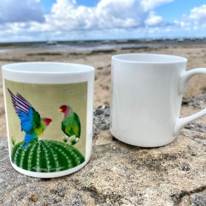Mug « Perruches amoureuses » – Porcelaine | Audrey Beauduc