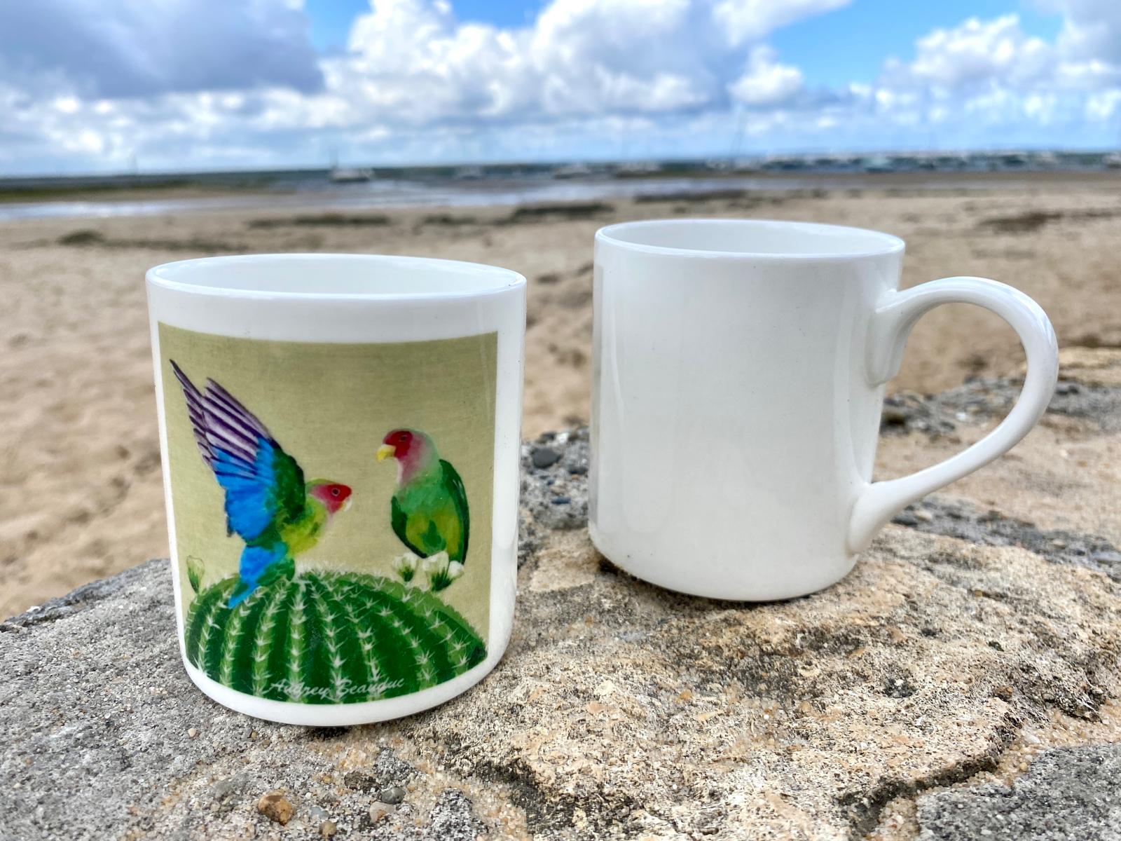 Mug « Perruches amoureuses » – Porcelaine | Audrey Beauduc